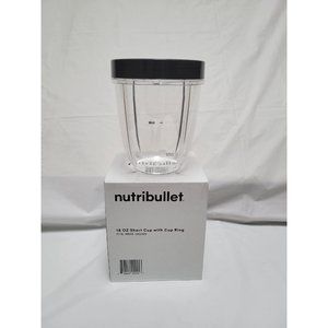 NIB Nutribullet 18 Ounce Short Cup - Standard Lip Ring, Clear/Gray (NBM-U0269)
